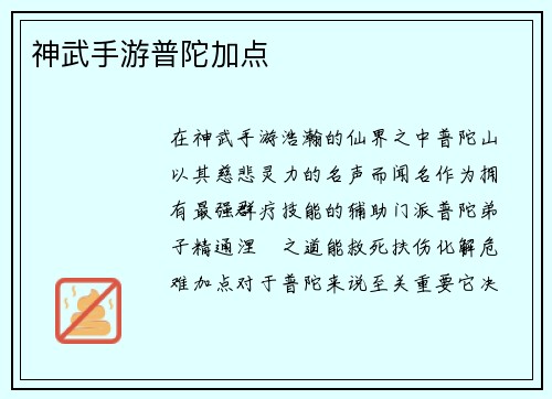 神武手游普陀加点