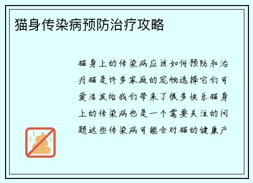 猫身传染病预防治疗攻略